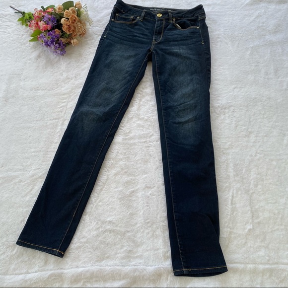 AEO Dark Wash Long Super Stretch Skinny Jeans - Picture 3 of 8